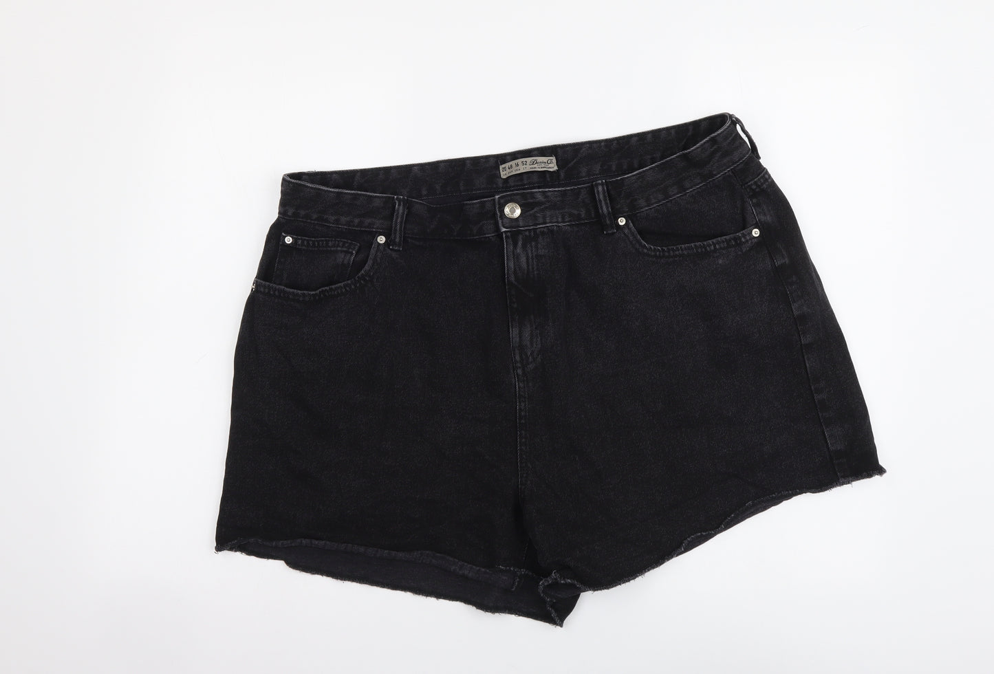 Denim & Co. Womens Black Cotton Cut-Off Shorts Size 20 L3 in Regular Button
