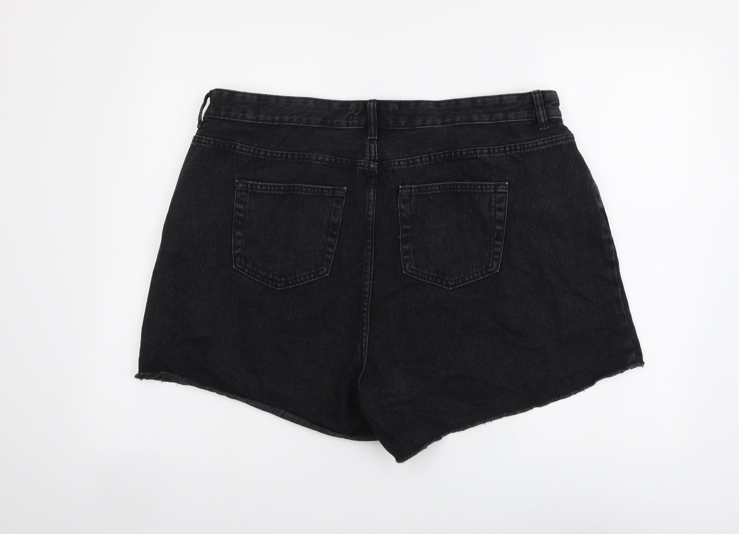 Denim & Co. Womens Black Cotton Cut-Off Shorts Size 20 L3 in Regular Button