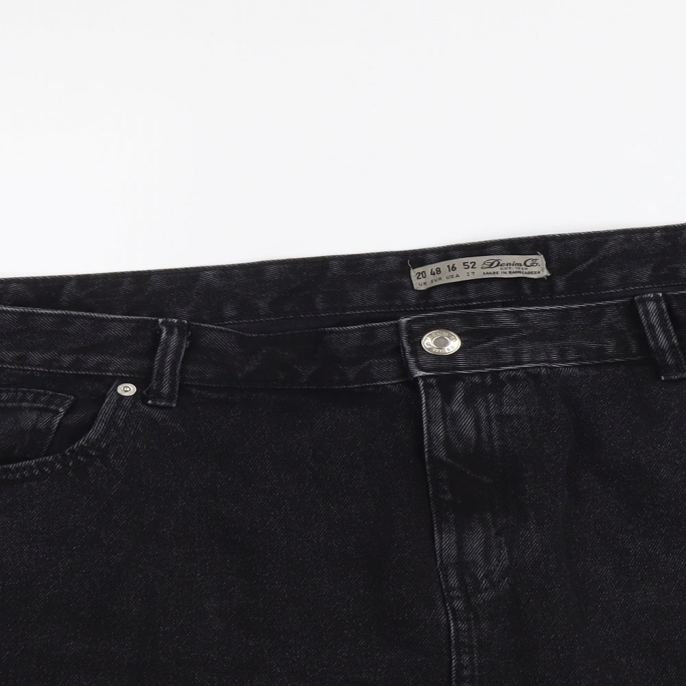 Denim & Co. Womens Black Cotton Cut-Off Shorts Size 20 L3 in Regular Button