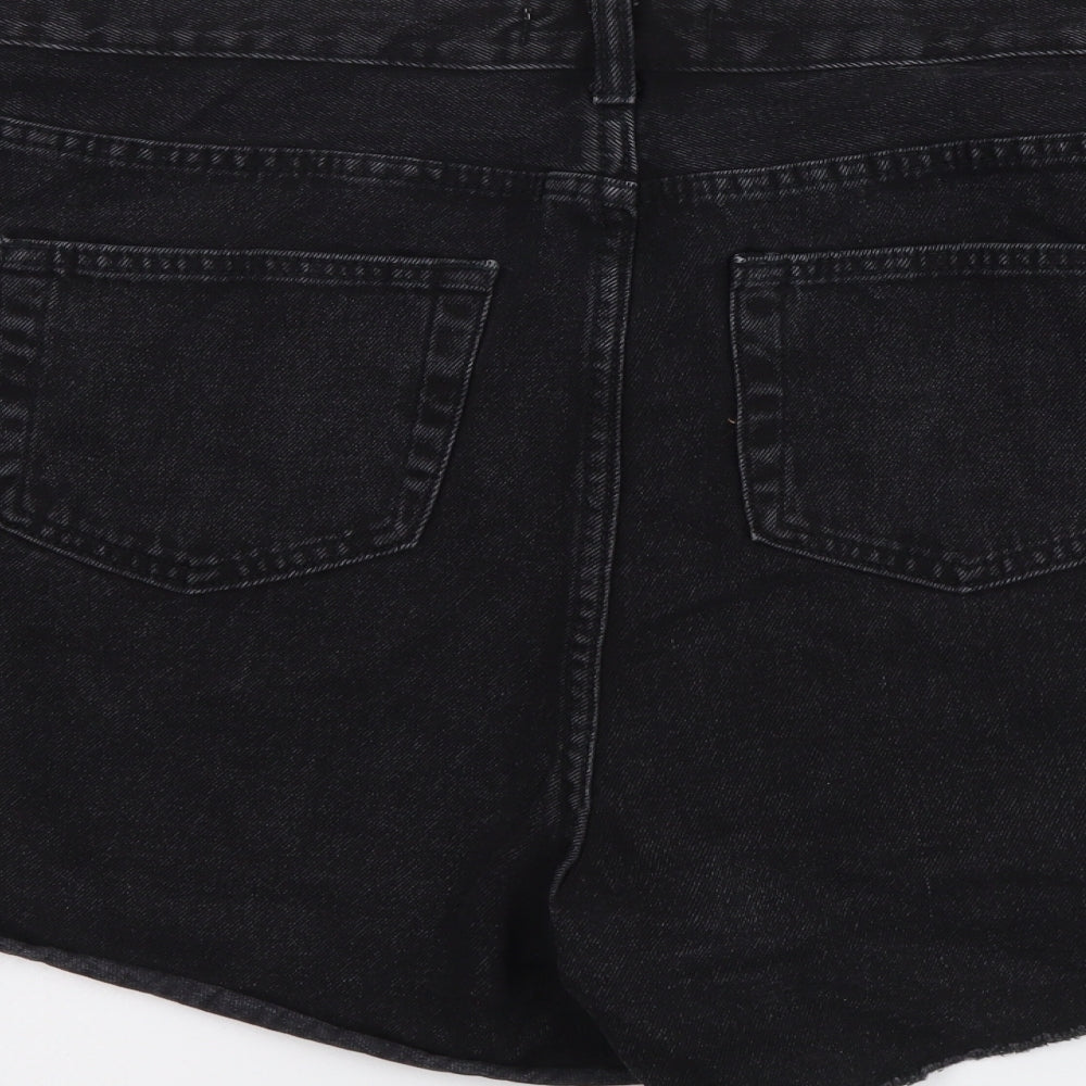 Denim & Co. Womens Black Cotton Cut-Off Shorts Size 20 L3 in Regular Button
