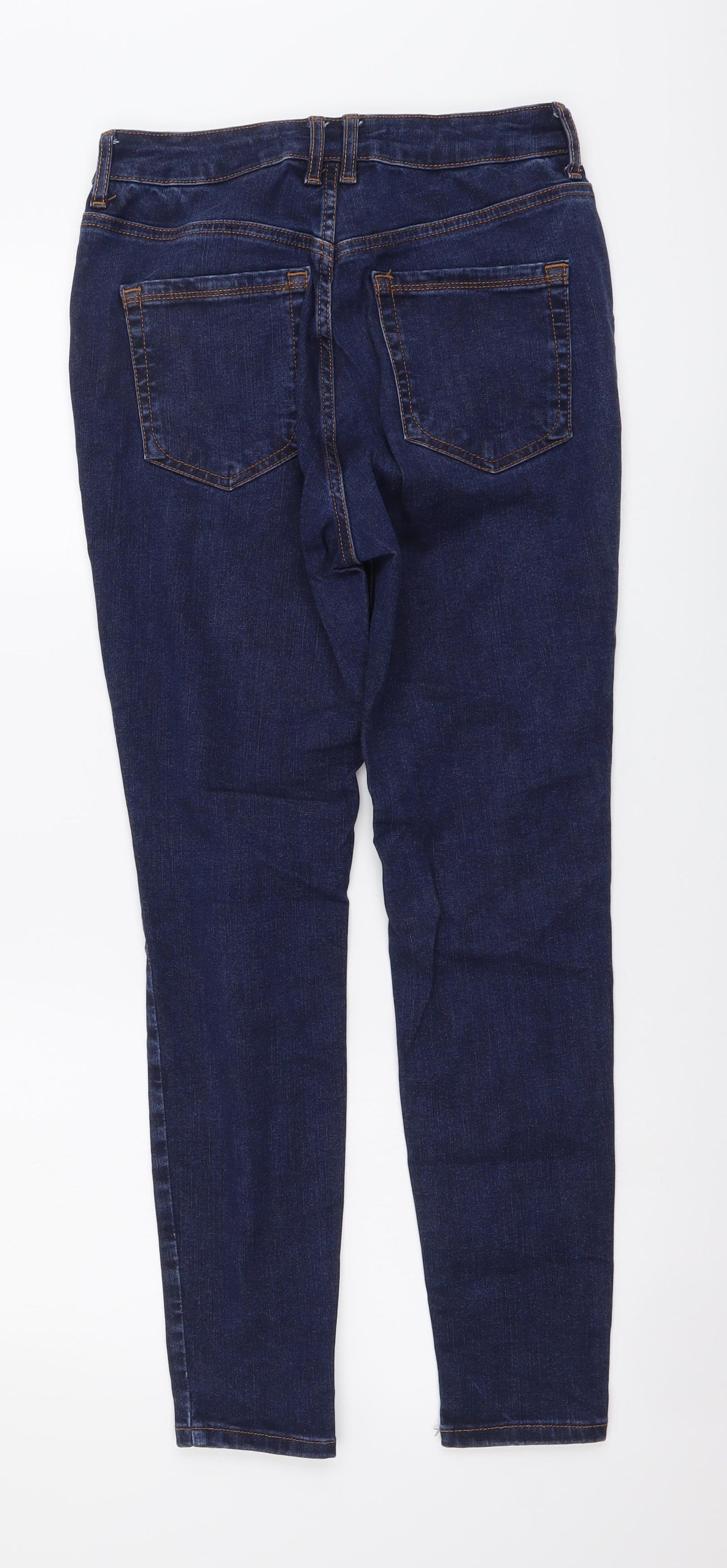 NEXT Womens Blue Cotton Skinny Jeans Size 12 L26 in Regular Button