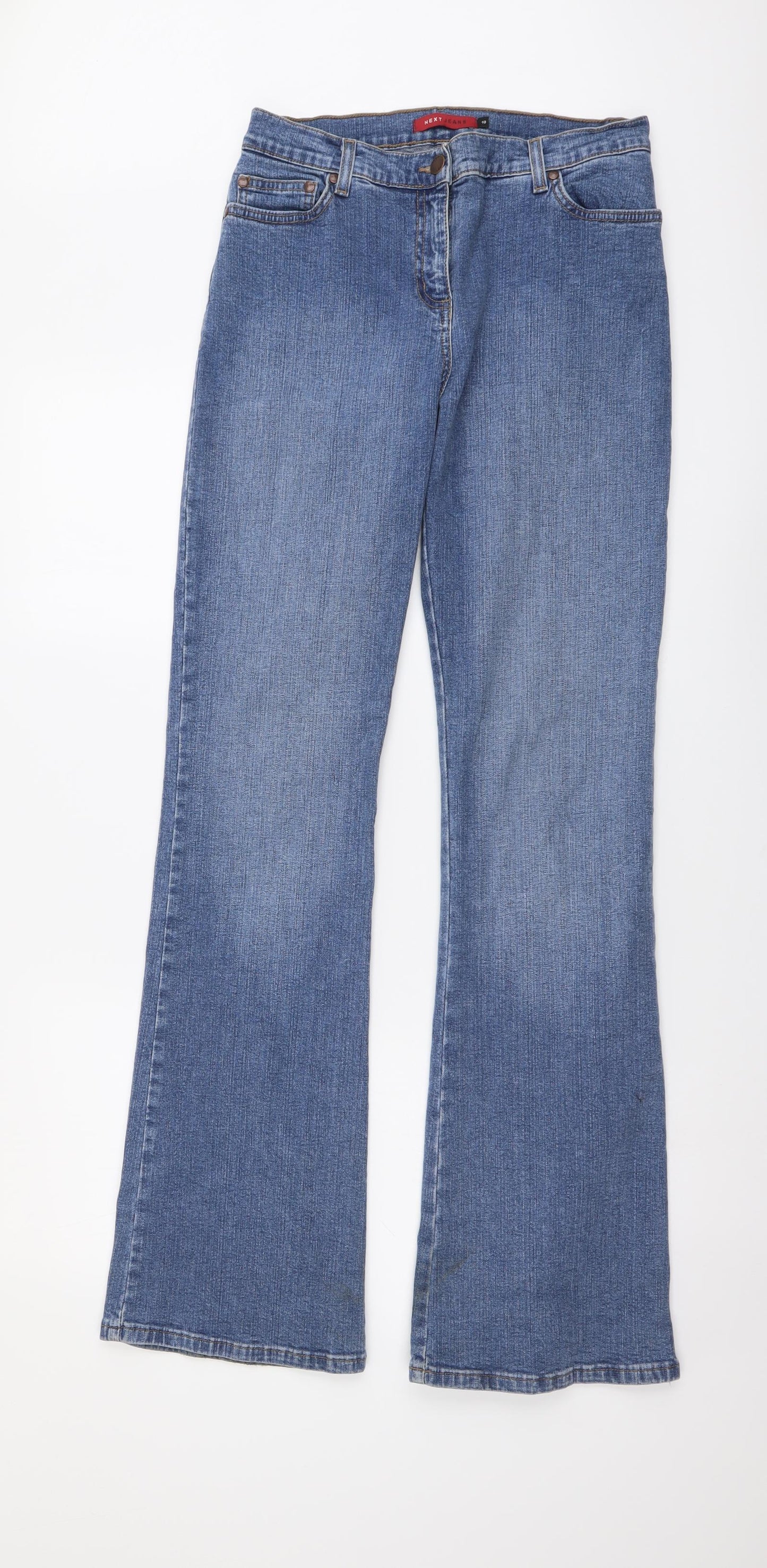 NEXT Womens Blue Cotton Bootcut Jeans Size 10 L33 in Regular Button