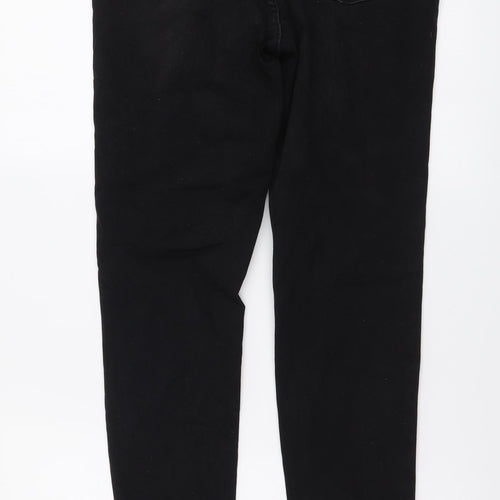 Denim & Co. Womens Black Cotton Skinny Jeans Size 12 L28 in Regular Button - Distressed Look