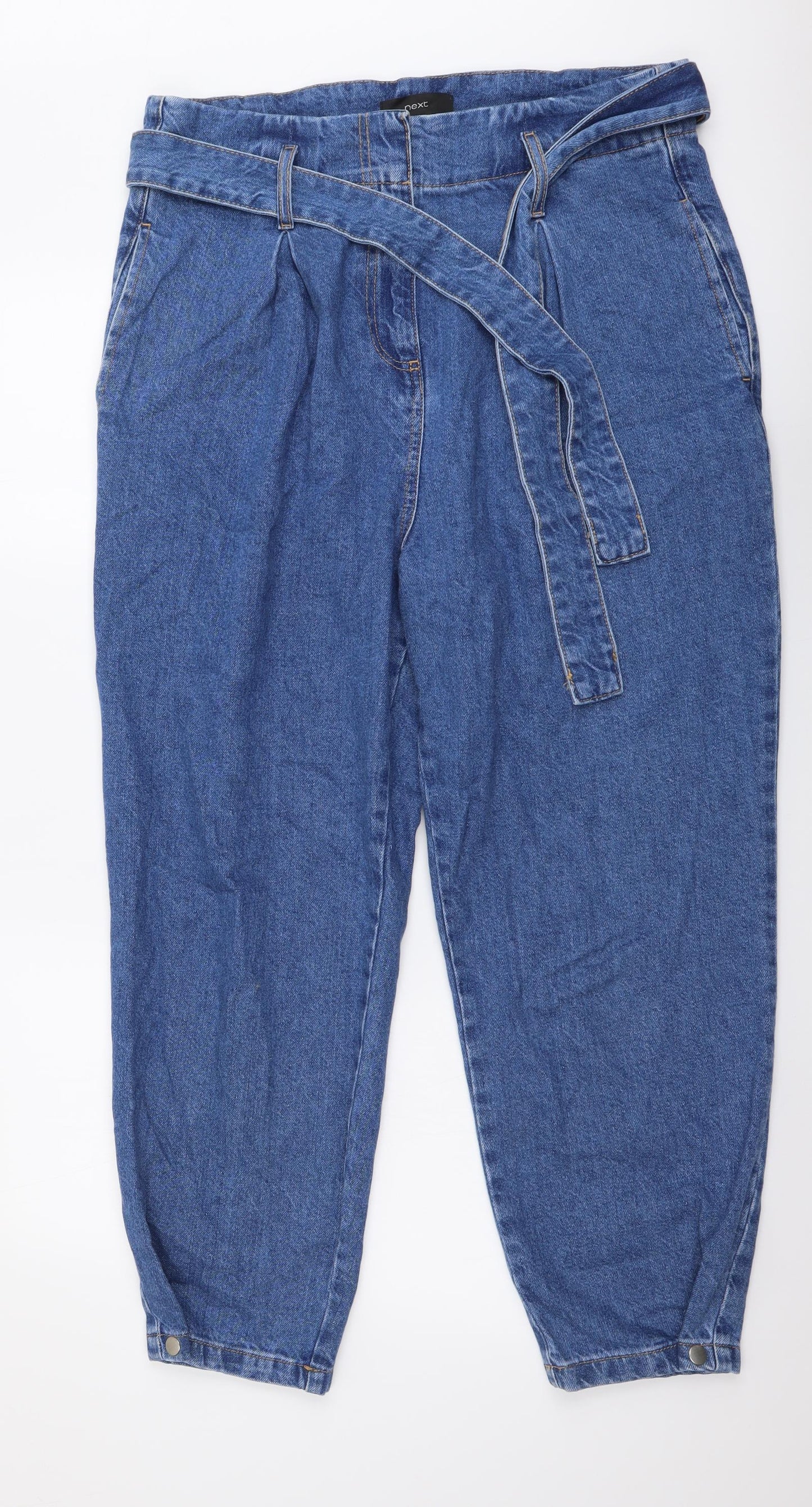 NEXT Womens Black Cotton Tapered Jeans Size 16 L26 in Regular Button