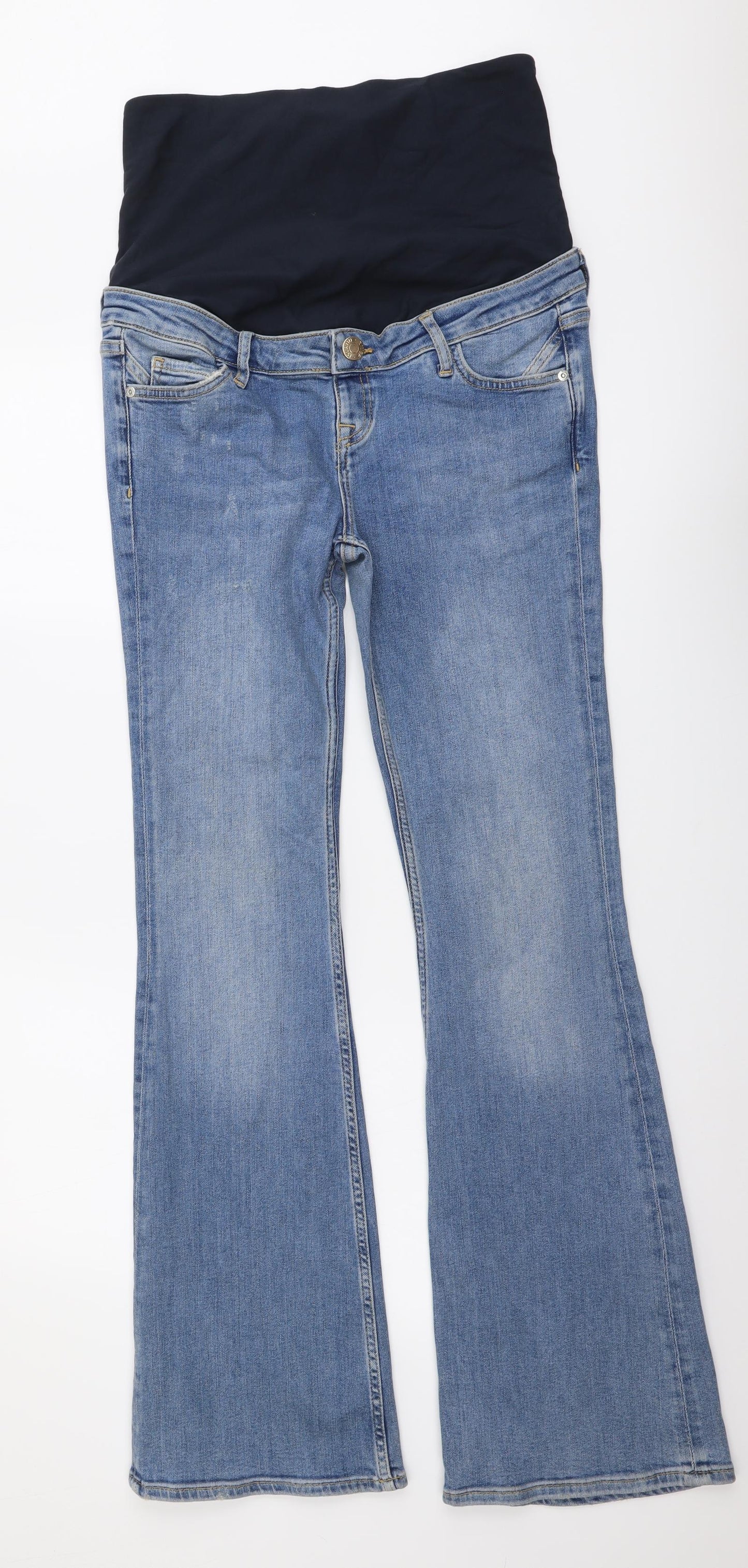 River Island Womens Blue Cotton Bootcut Jeans Size 12 L32 in Regular Button