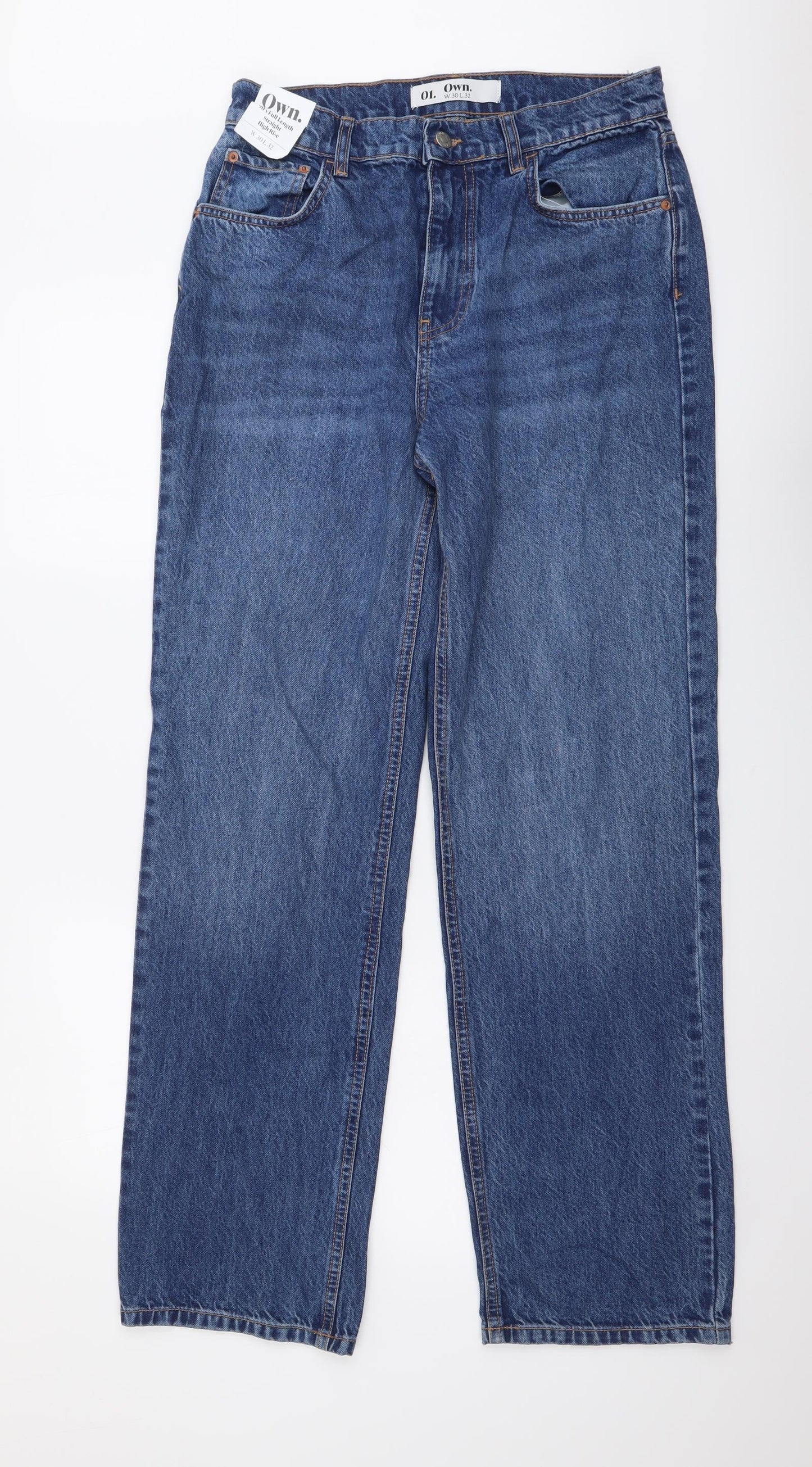 OWN Womens Blue Cotton Boyfriend Jeans Size 30 in L32 in Regular Button