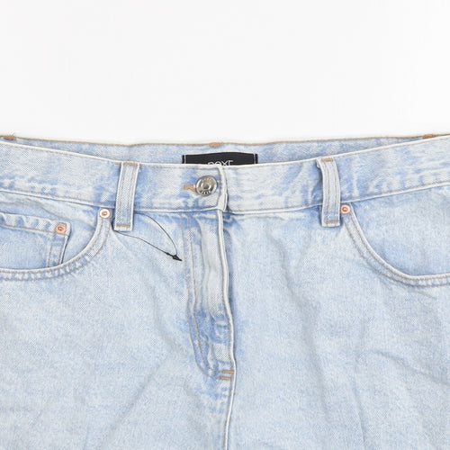 NEXT Womens Blue Cotton Cut-Off Shorts Size 12 L3 in Regular Button - Distressed Look