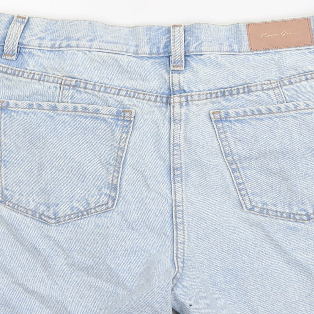 NEXT Womens Blue Cotton Cut-Off Shorts Size 12 L3 in Regular Button - Distressed Look