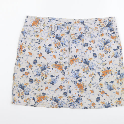 Gap Womens Multicoloured Floral Cotton Mini Skirt Size 8 Button
