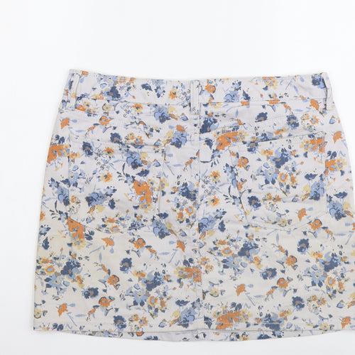 Gap Womens Multicoloured Floral Cotton Mini Skirt Size 8 Button