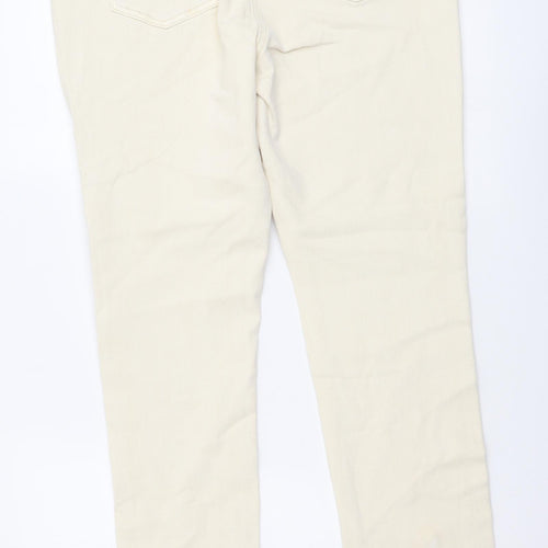 NEXT Womens Beige Cotton Skinny Jeans Size 14 L31 in Regular Button