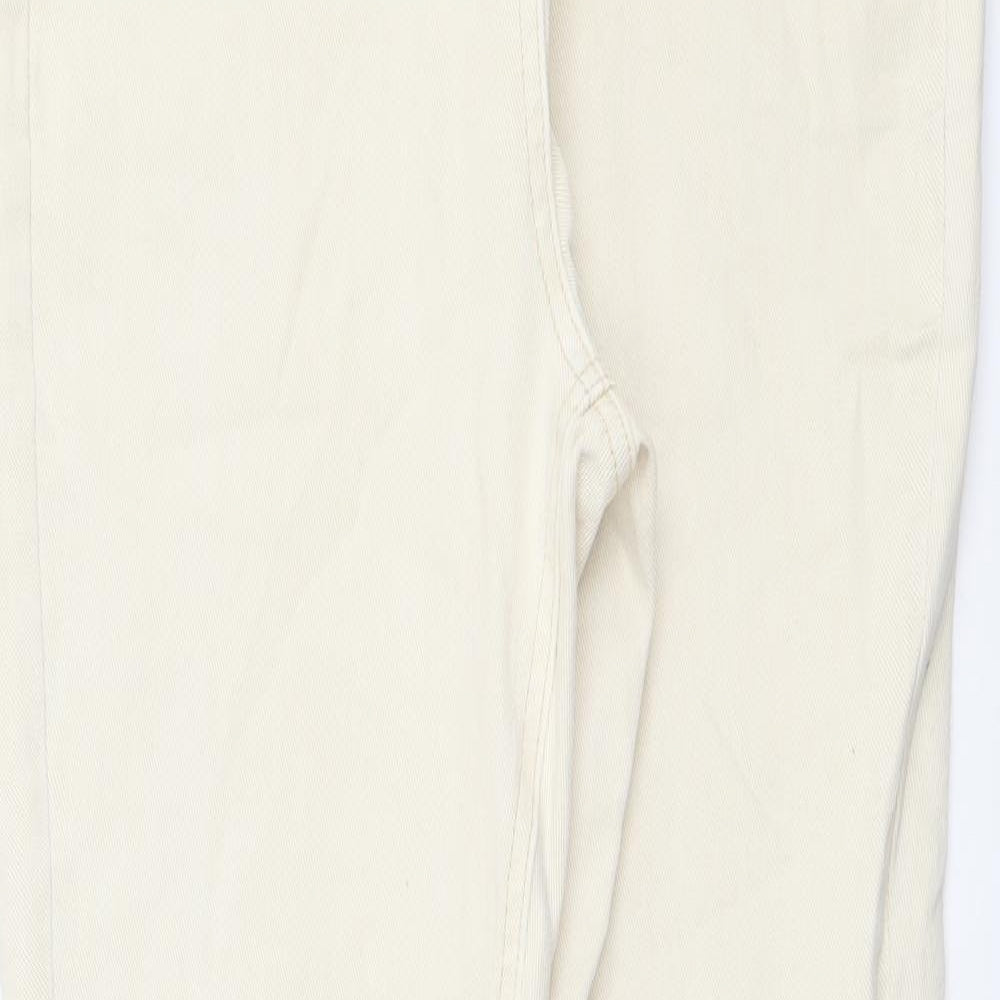 NEXT Womens Beige Cotton Skinny Jeans Size 14 L31 in Regular Button