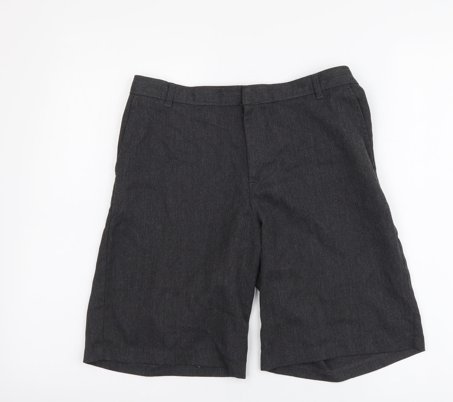 George Boys Grey Polyester Chino Shorts Size 13-14 Years Regular Zip - School