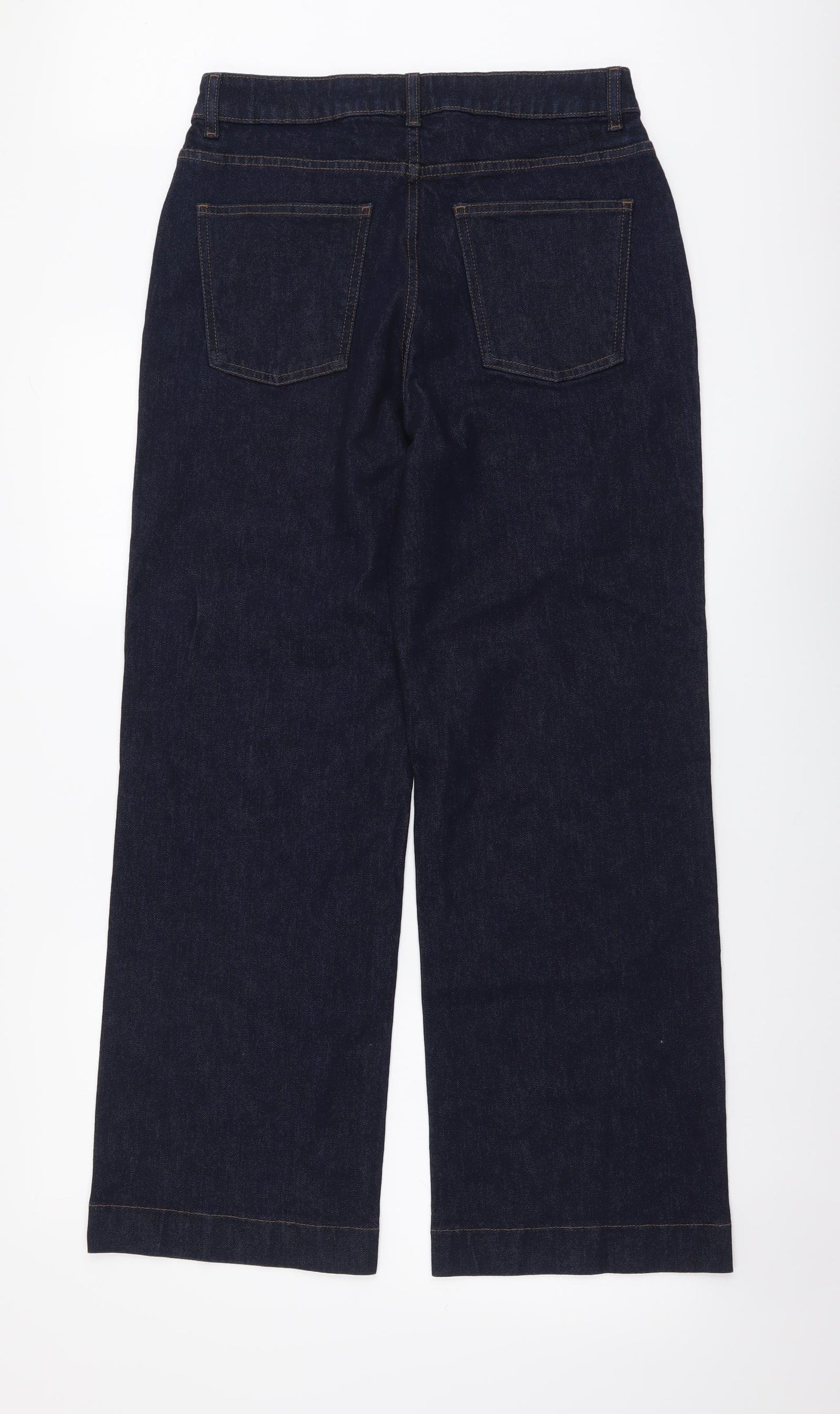 NEXT Womens Blue Cotton Wide-Leg Jeans Size 12 L29 in Regular Button