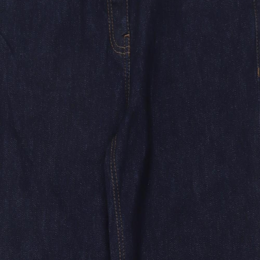 NEXT Womens Blue Cotton Wide-Leg Jeans Size 12 L29 in Regular Button