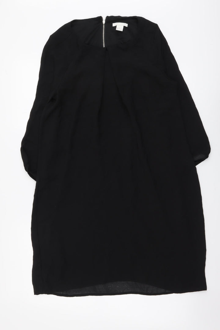 H&M Womens Black Polyester A-Line Size M Round Neck Pullover