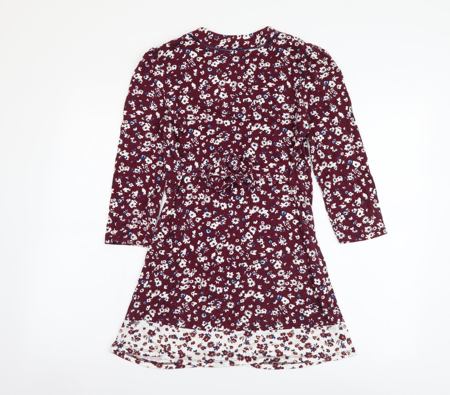 George Womens Red Floral Viscose Basic Blouse Size 8 V-Neck