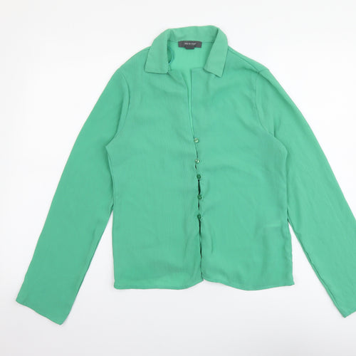 Primark Womens Green Polyester Basic Button-Up Size 8 Collared
