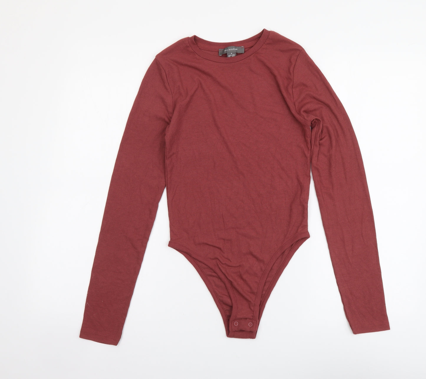 Primark Womens Red Cotton Bodysuit One-Piece Size S Snap