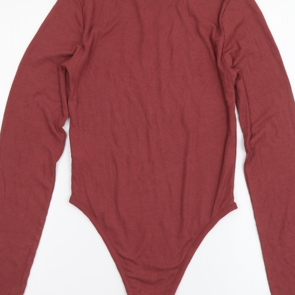 Primark Womens Red Cotton Bodysuit One-Piece Size S Snap