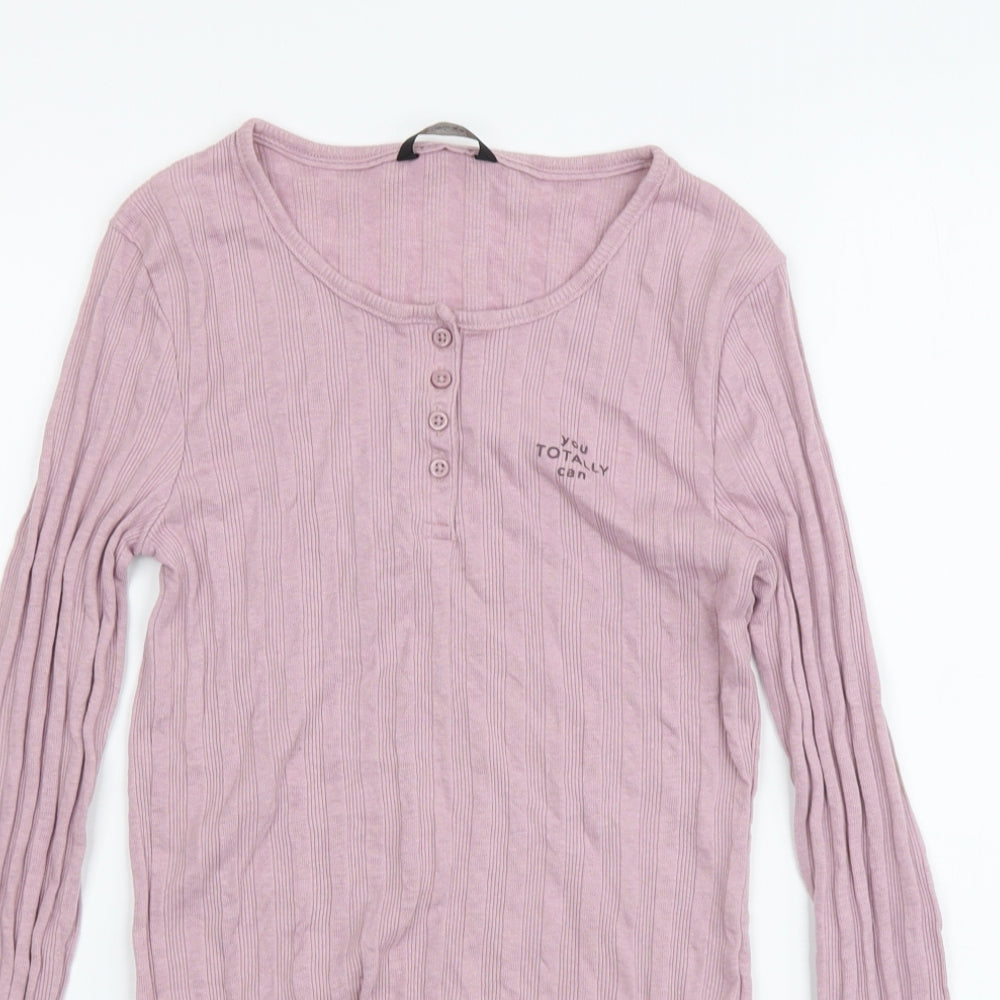 George Girls Purple Cotton Basic T-Shirt Size 11-12 Years Round Neck Pullover