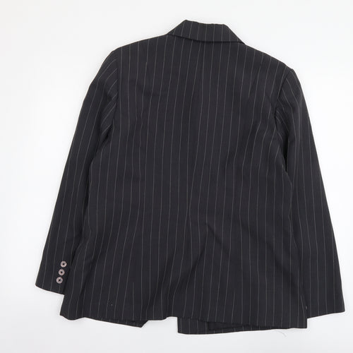 Bonmarché Womens Grey Striped Polyester Jacket Suit Jacket Size 14