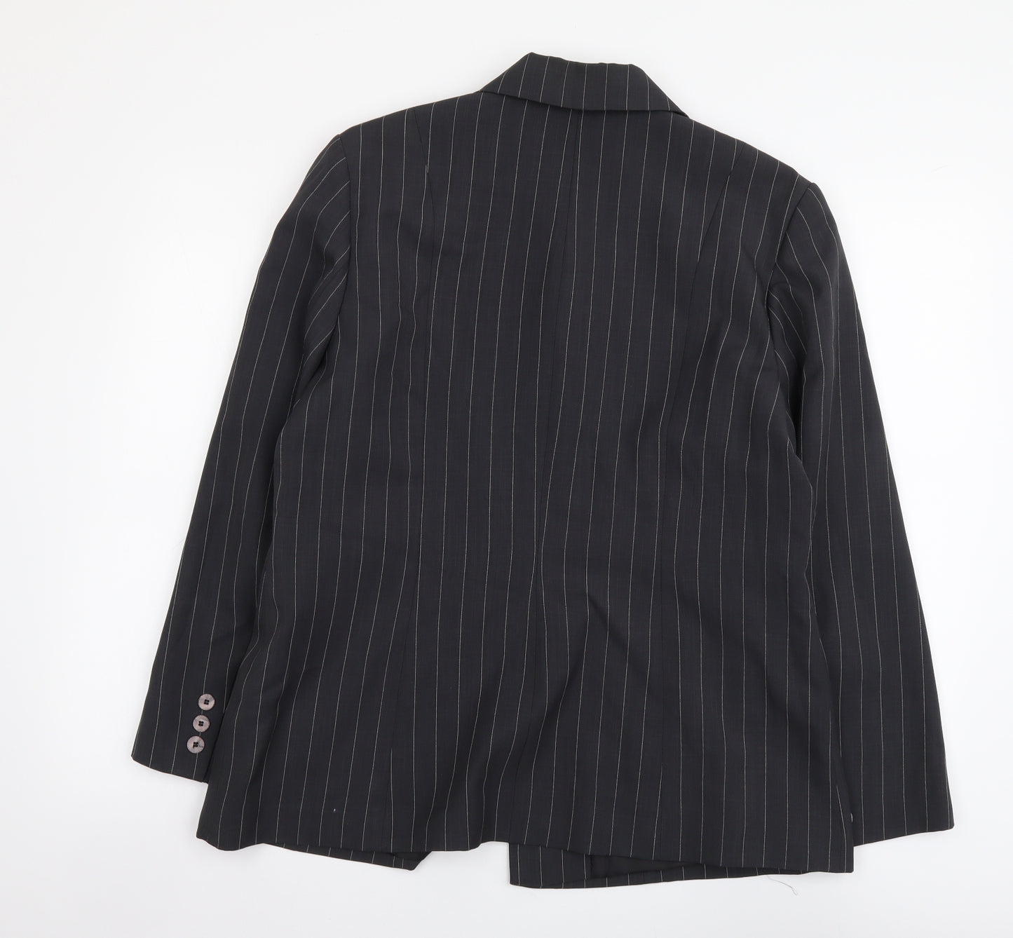 Bonmarché Womens Grey Striped Polyester Jacket Suit Jacket Size 14
