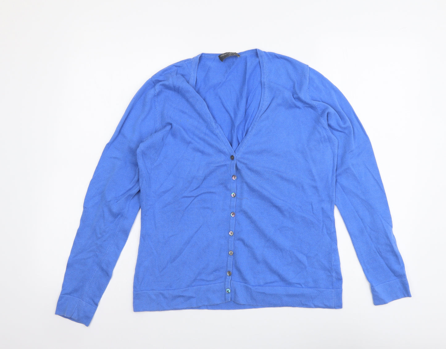 Peter Hahn Womens Blue V-Neck Acrylic Cardigan Jumper Size 12