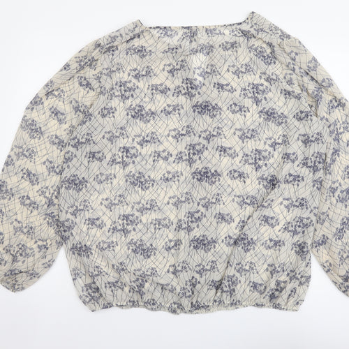 George Womens Beige Floral Polyester Basic Blouse Size 22 V-Neck