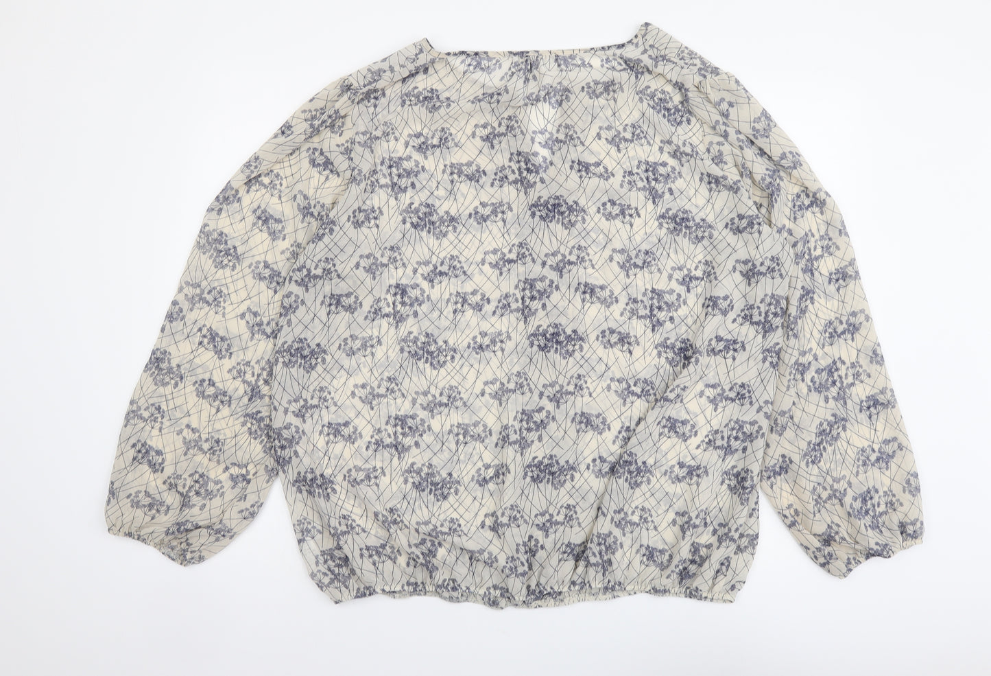 George Womens Beige Floral Polyester Basic Blouse Size 22 V-Neck