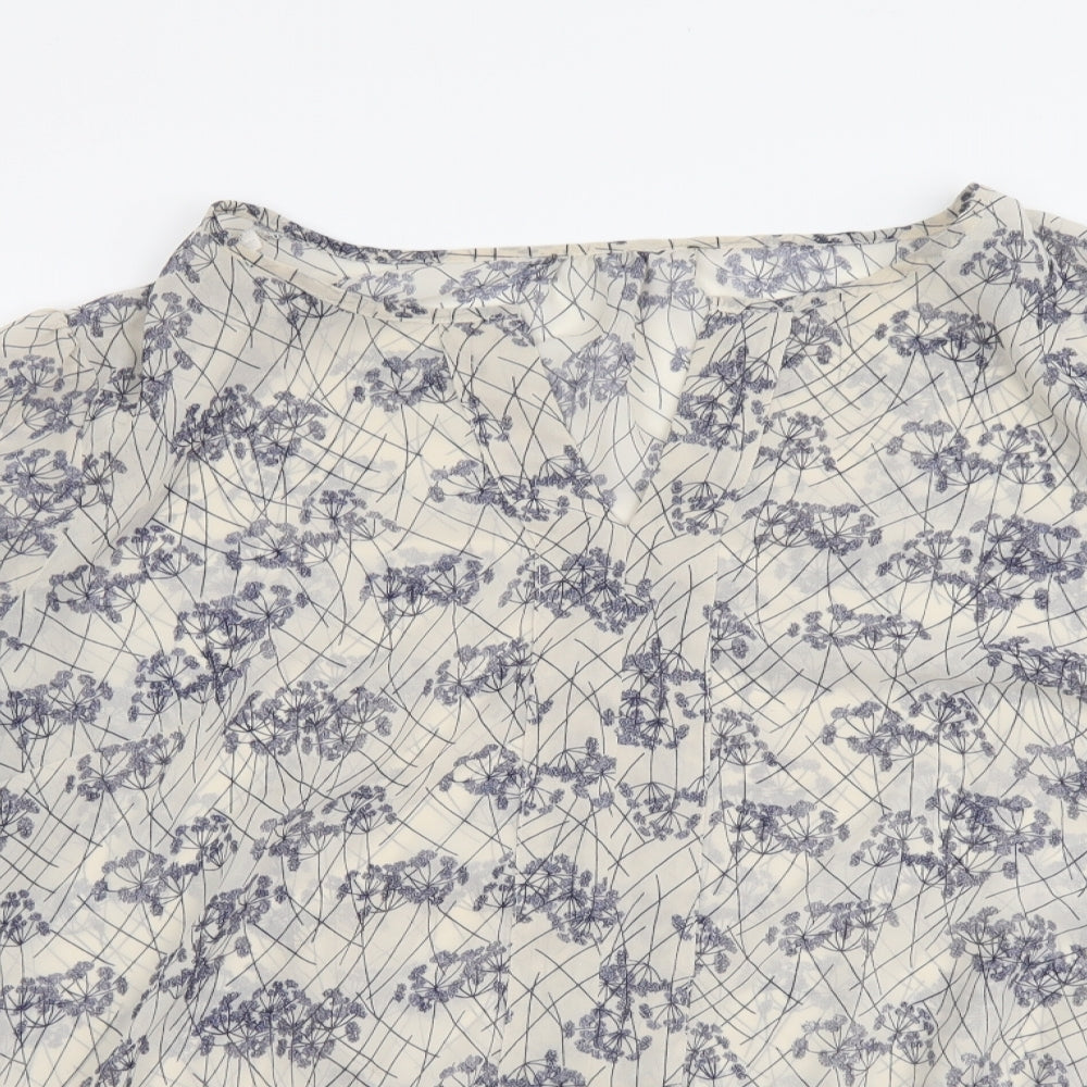 George Womens Beige Floral Polyester Basic Blouse Size 22 V-Neck