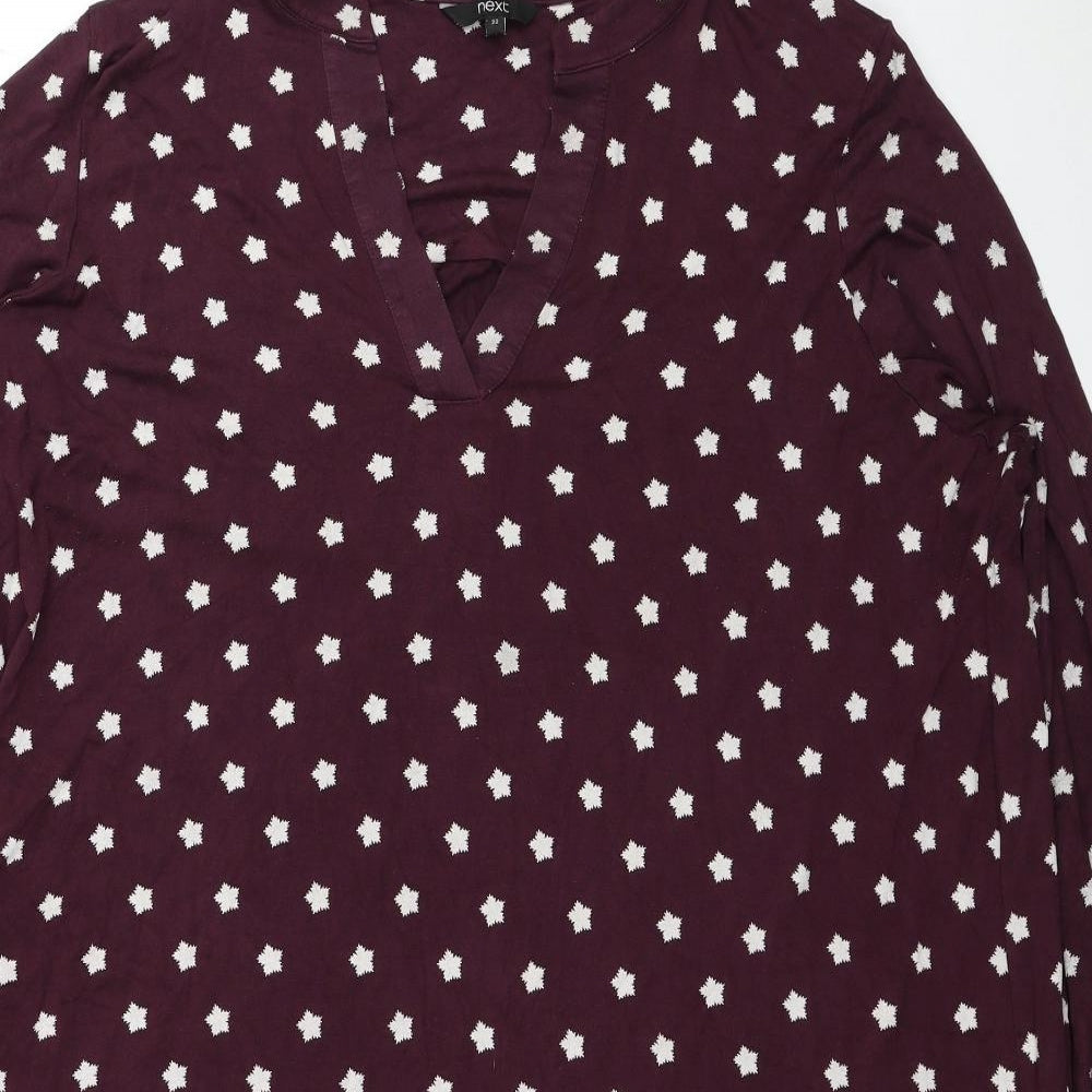 NEXT Womens Red Geometric Viscose Tunic T-Shirt Size 22 V-Neck