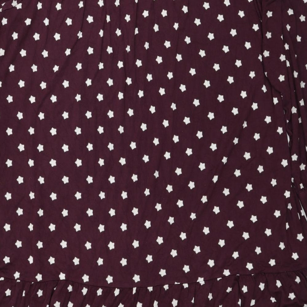 NEXT Womens Red Geometric Viscose Tunic T-Shirt Size 22 V-Neck