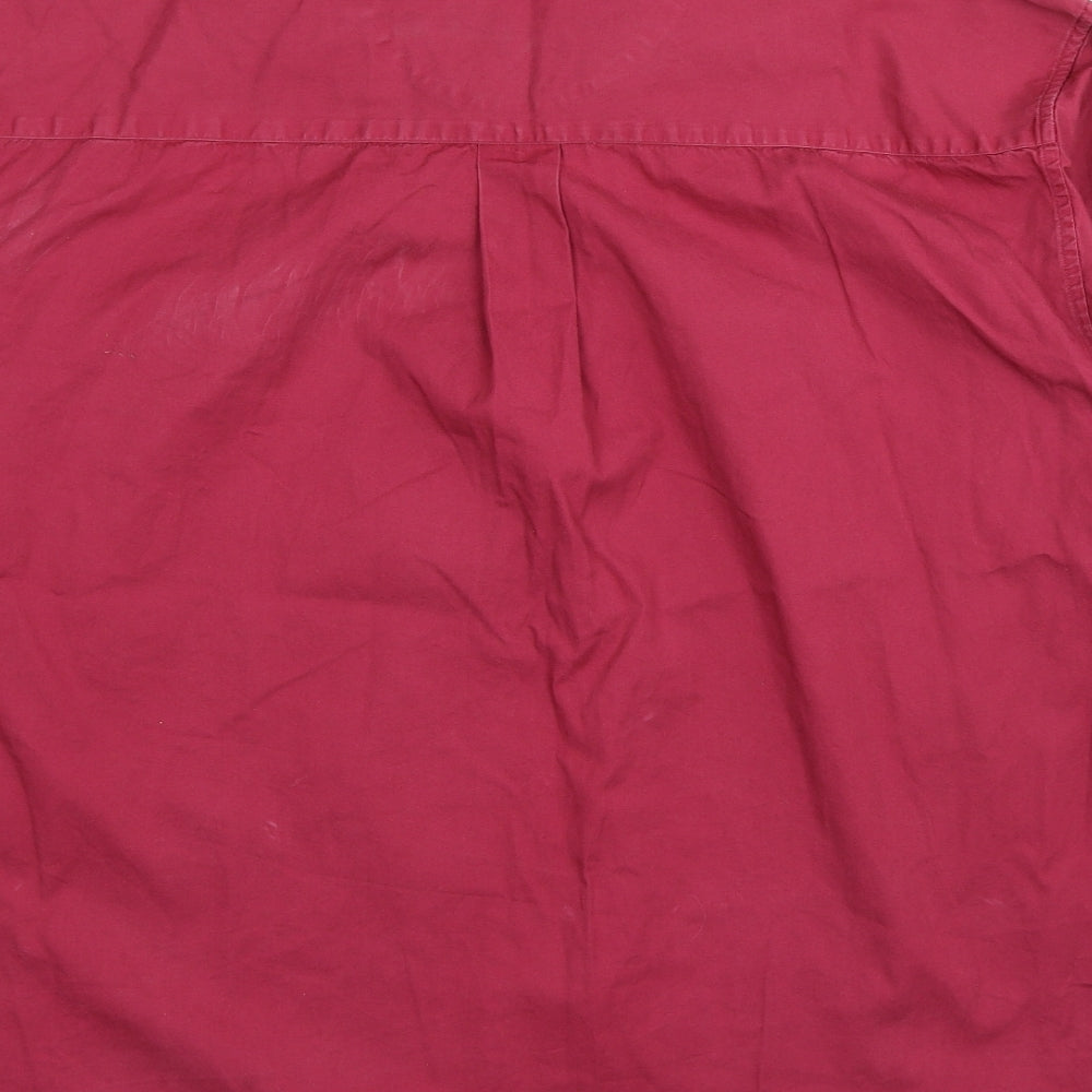 Hagger Mens Red Cotton Button-Up Size XL Collared Button