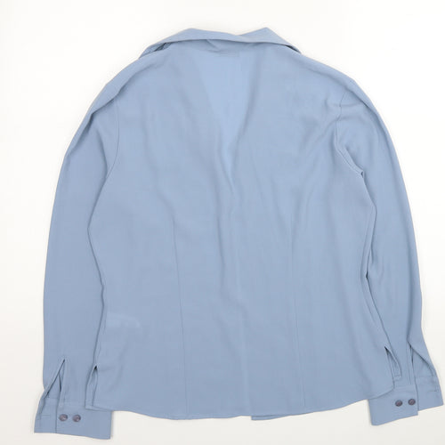 Marks and Spencer Womens Blue Floral Polyester Basic Button-Up Size 12 Collared