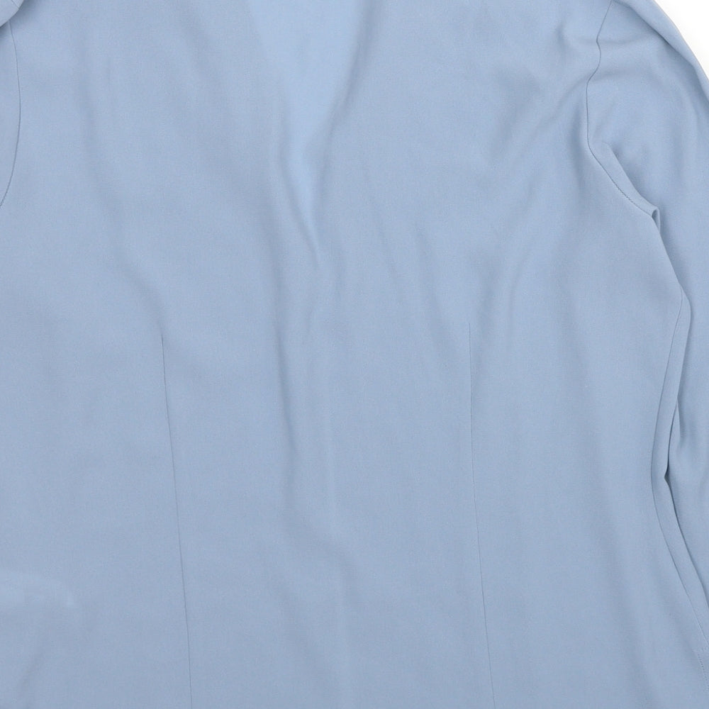 Marks and Spencer Womens Blue Floral Polyester Basic Button-Up Size 12 Collared