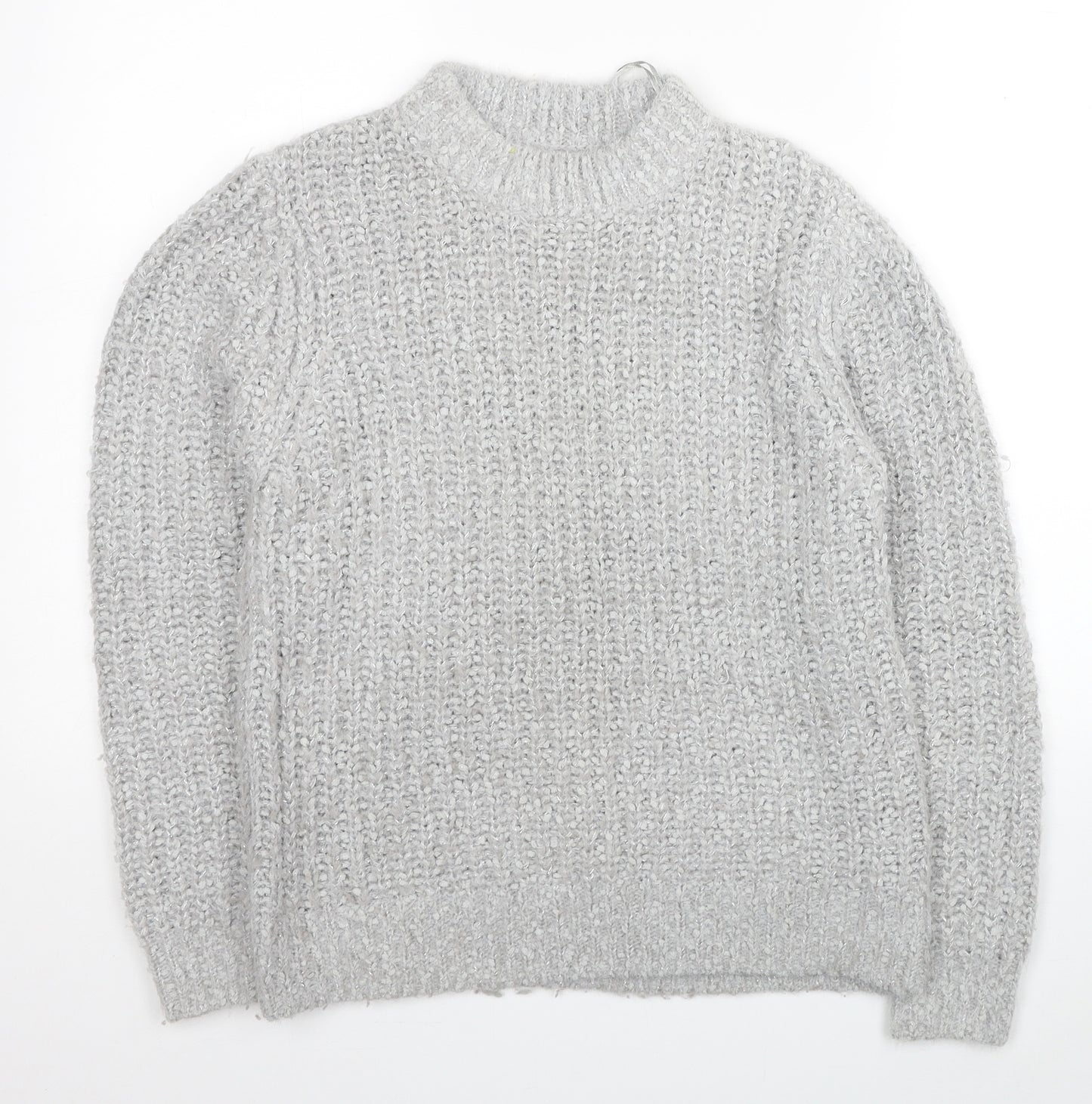 Marks and Spencer Womens Grey Round Neck Acrylic Pullover Jumper Size 12