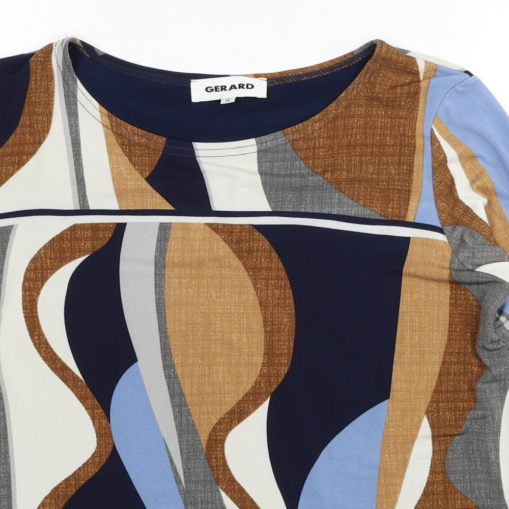 Gerard Womens Multicoloured Colourblock Polyester Basic Blouse Size 12 Scoop Neck