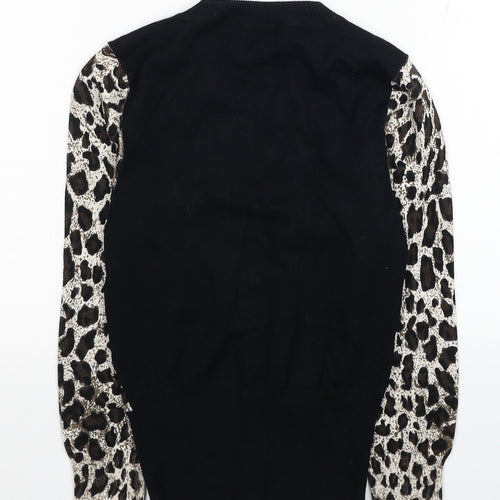 Karen Millen Womens Multicoloured Round Neck Animal Print Viscose Cardigan Jumper Size 6 - Leopard Print Label size 1