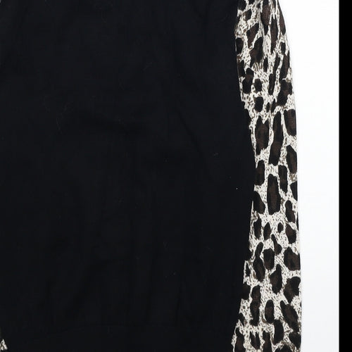 Karen Millen Womens Multicoloured Round Neck Animal Print Viscose Cardigan Jumper Size 6 - Leopard Print Label size 1