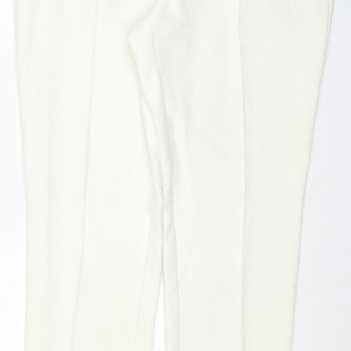 NEXT Womens White Polyester Trousers Size 14 L30 in Regular Zip