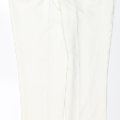 NEXT Womens White Polyester Trousers Size 14 L30 in Regular Zip