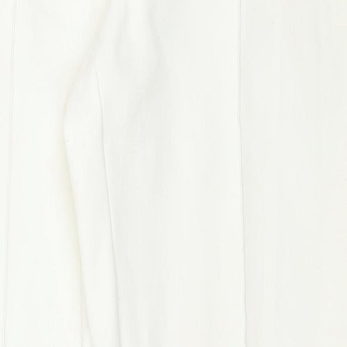 NEXT Womens White Polyester Trousers Size 14 L30 in Regular Zip