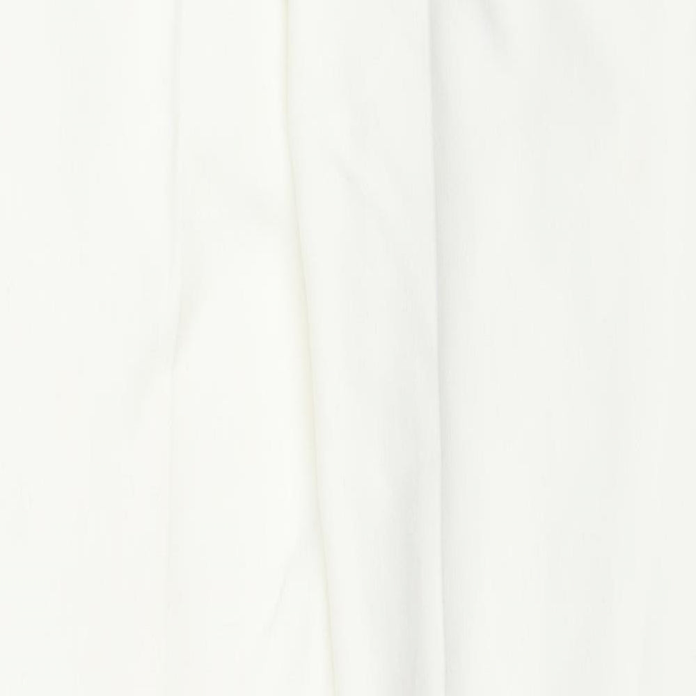 NEXT Womens White Polyester Trousers Size 14 L30 in Regular Zip