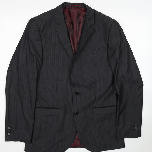 NEXT Mens Grey Striped Wool Jacket Suit Jacket Size 38