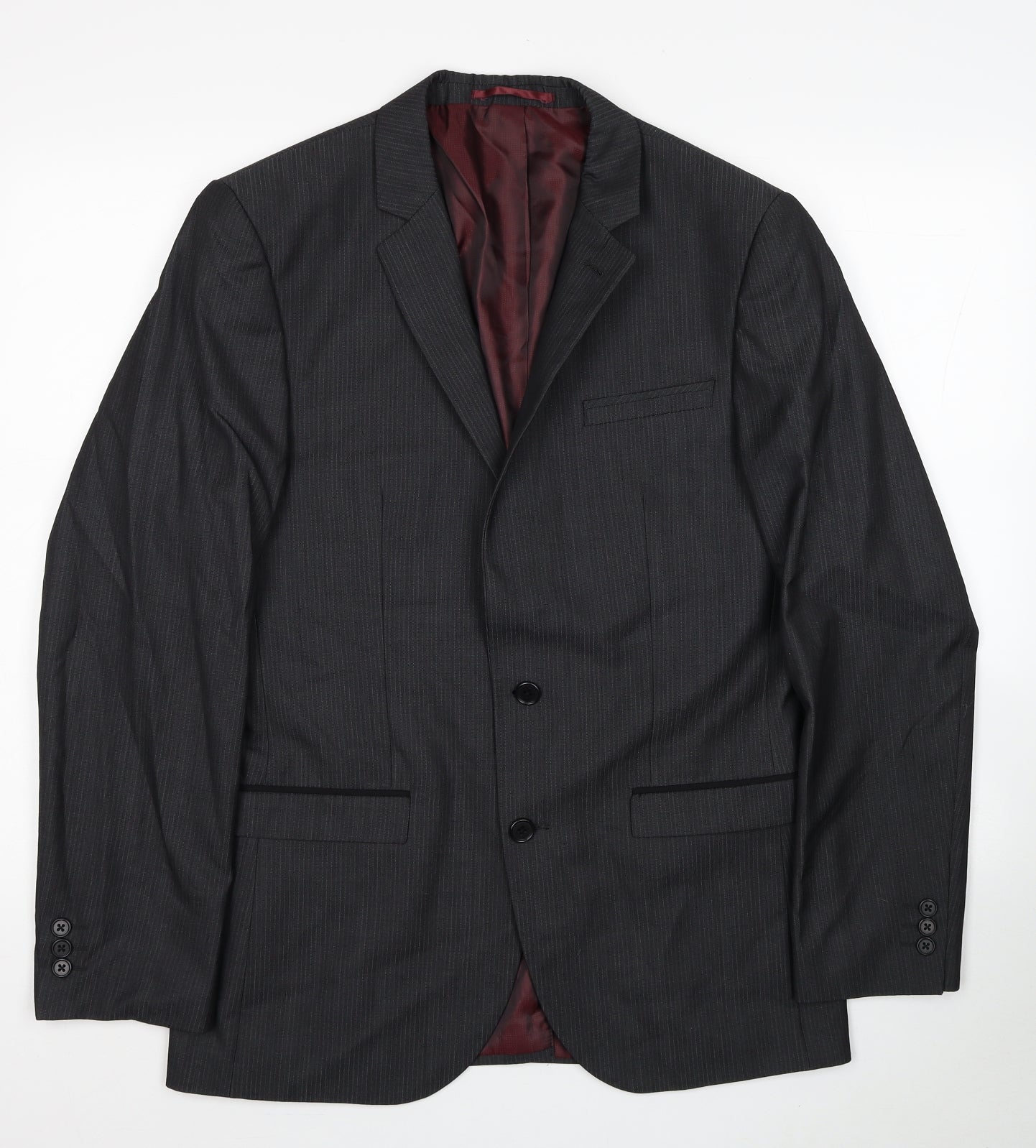 NEXT Mens Grey Striped Wool Jacket Suit Jacket Size 38