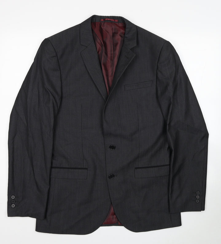 NEXT Mens Grey Striped Wool Jacket Suit Jacket Size 38