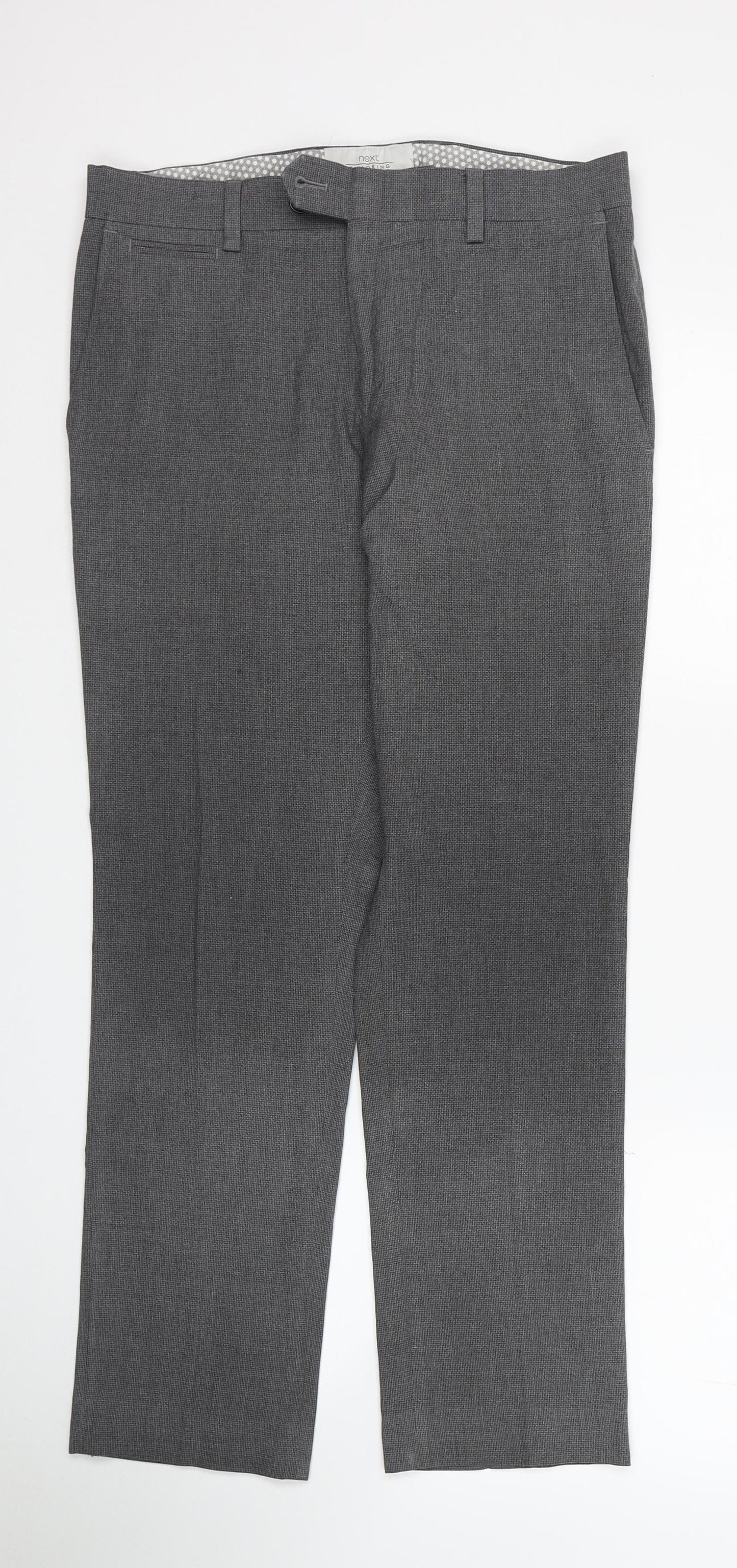 NEXT Womens Grey Polyester Chino Trousers Size 30 L29 in Slim Zip