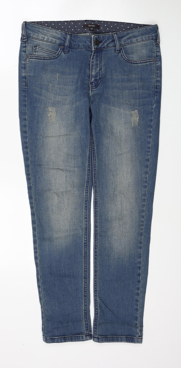 Therapy Womens Blue Cotton Skinny Jeans Size 10 L26 in Regular Button