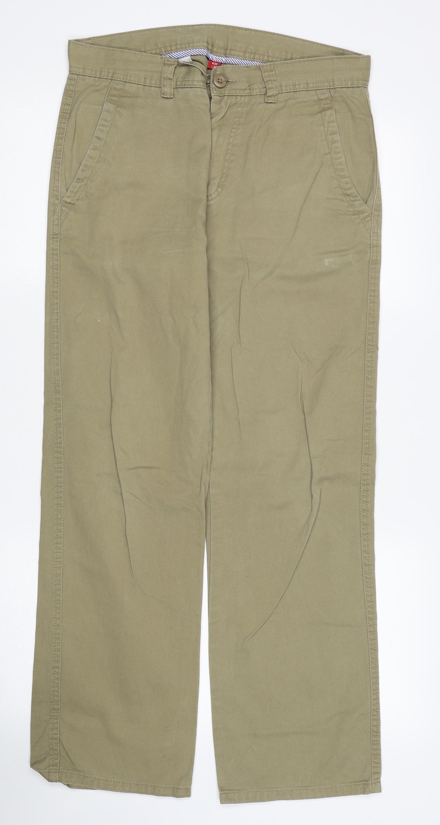 Preworn Mens Beige Cotton Straight Jeans Size 30 in L30 in Regular Zip